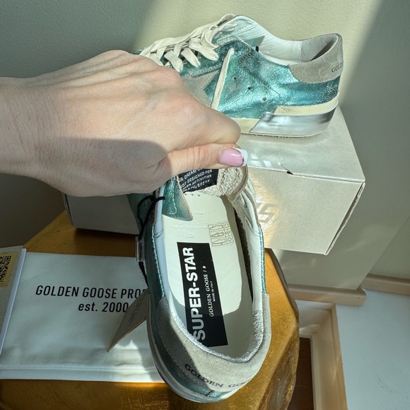 NWT Golden Goose Superstar Vintage Laminated Sneaker, Mint/teal, Size 39 (US 9) - Picture 8 of 17